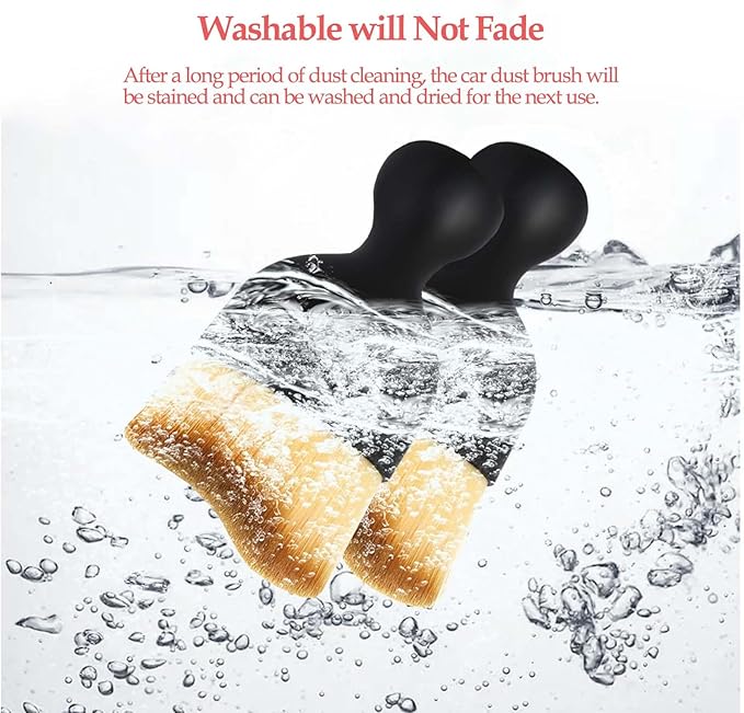 Automotive Interior Dusting Brush, Car Interior Cleaning Soft Brushes, Car Interior Beauty Brush, Suitable for Cleaning Car Interior, Dashboard, Air Conditioning Vents, Leather, Keyboard (2 Pack)