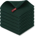 Kitinjoy 100% Cotton Kitchen Dish Cloths (12 X 12 Inches, Blackish Green), 6 Pack Waffle Weave Ultra Soft Absorbent Dish Towels for Drying Dishes Quick Drying Kitchen Towels Dish Rags