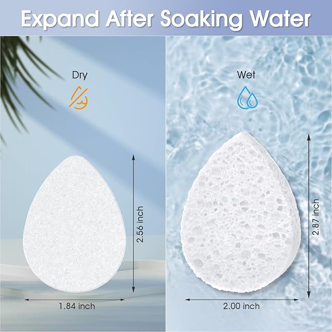 ORIGHTY 96 Count Facial Sponges for Cleansing, 100% Natural Cellulose Facial Sponges for Washing face, Compressed Cosmetic Spa Face Sponge for Exfoliating Mask, Makeup Removal, White