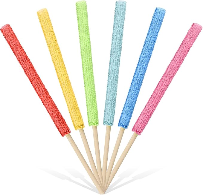 6Pcs Multiple Colors Small Dusters for Cleaning, Microfiber Detail Duster Sticks Crevice Cleaning Tool for Car Vent/Fan/Blind/Window Dusting