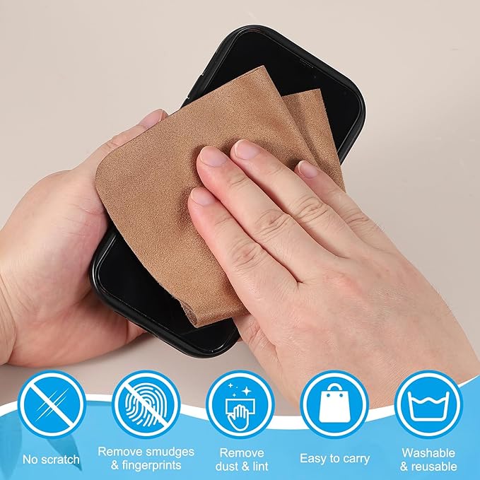 PATIKIL Glasses Cleaning Cloth 7.9" x 7.9", 6 Pcs Microfiber Eyeglasses Cleaner Cloths Soft Suede Wipe Screen for Camera Len Eyeglass Screens Phones Smart Devices, Brown