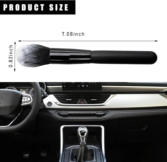 Car Interior Dust Brush, Soft Scratch Free Auto Detailing Brushes, Universal Vehicle Interior Cleaning Tool for Automotive Dashboard, Air Vents, Leather(Long Black & White)