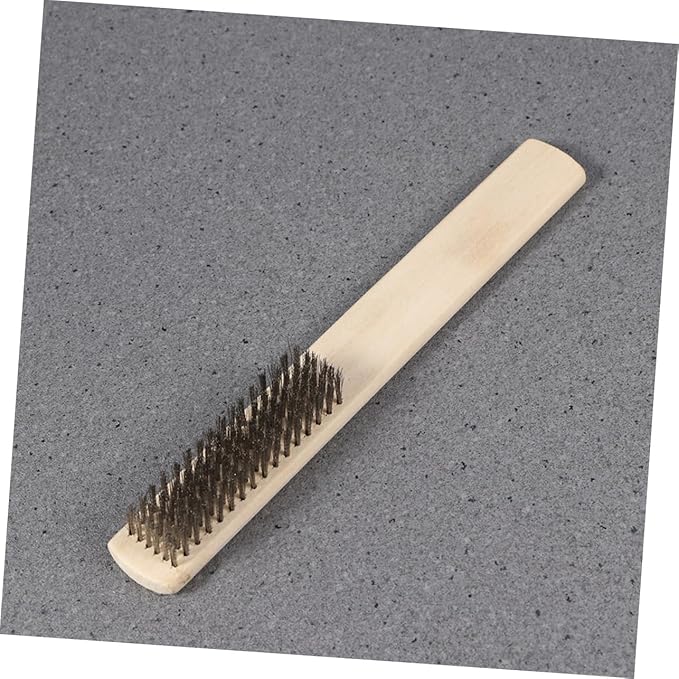 2 Pcs Commercial Scrub Brush Steel Wire for Cleaning Wooden Handle Comfortable Grip Long-Lasting Durability