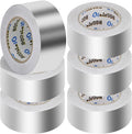 6 Pack Aluminum Foil Tape Bulk - 2 Inch x 55 Yards - 2.7mil Heavy Duty Metal Duct Tape, Aluminum HVAC Tape for Sealing & Patching, Air Ducts, Insulation Metal Repair, Professional Grade
