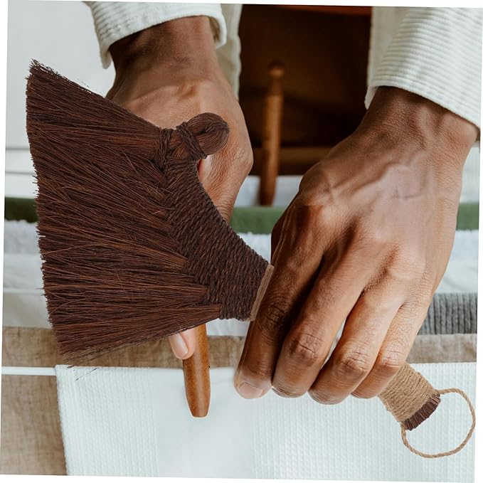 ABOOFAN Mini Desktop Broom Soft Bristle Hand Whisk Broom for Indoor Cleaning Small Duster Brush Hardwood Safe