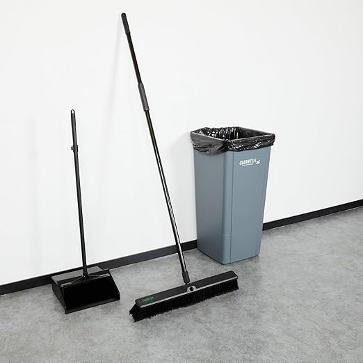 Restaurantware-Clean Tek Professional 23.62 Inch Push Broom, 1 Heavy-Duty Broom with 59â€ Handle - Fine Bristles, 2 Handle Attachment, Wooden, Commercial Use, for Deck, Garage, Yard, Patio