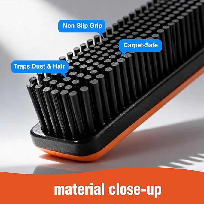 Rubber Broom for Pet Hair on Carpet & Stairs, Adjustable Long Handle Rubber Broom & Squeegee, Pet Hair Remover Tool for Hardwood Tile Floors, Dog Cat Hair Broom