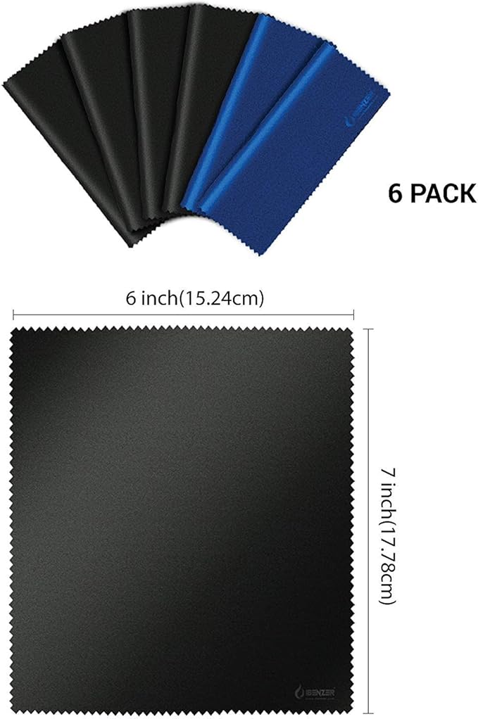 IBENZER Microfiber Cleaning Cloths for Electronics – Micro Fiber Camera Lens Cleaning Cloth, Glasses, Screens, Eyeglasses, iPad, iPhone, Cell Phone, LCD TV Screens and More, MF01S-6P-A
