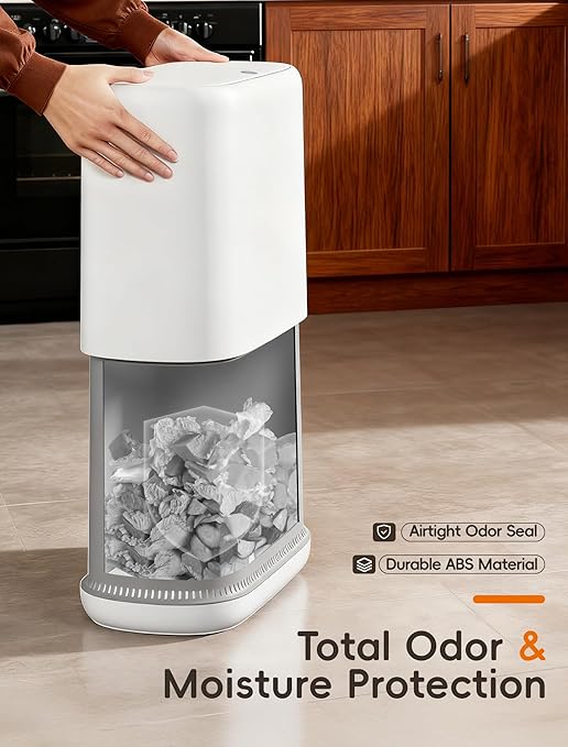 Bathroom Trash Can with Lid, Slim 3.3 Gallon Vacuum adsorption Garbage Bin, Narrow Press Top Waste Basket for Odor Control & Dog Proof for Bathroom Bedroom Office Home