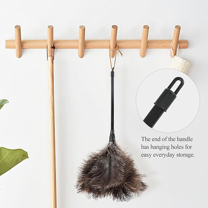 Ostrich Feather Duster 15Inch Natural Fluffy Handheld Feather Dusters for Cleaning Keyboard Home Car Office (3PCS)