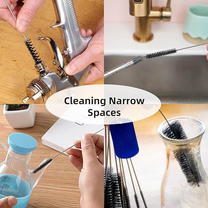 Annhua 10 Pcs Tube Cleaning Brushes Kit Straw Cleaning Kit Metal Pipe Brush Cleaner, Lab Cleaning Brushes Wire Bottle Brush for Lab Tube, Auto Parts, Bottles and Pipes, 10 Sizes