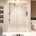 Shower Door 68–72in W x 76 in H, 3/8" Tempered Glass Sliding Shower Door, Frameless Chrome, Soft-Close with Buffer, Reversible Installation for Modern Bathroom