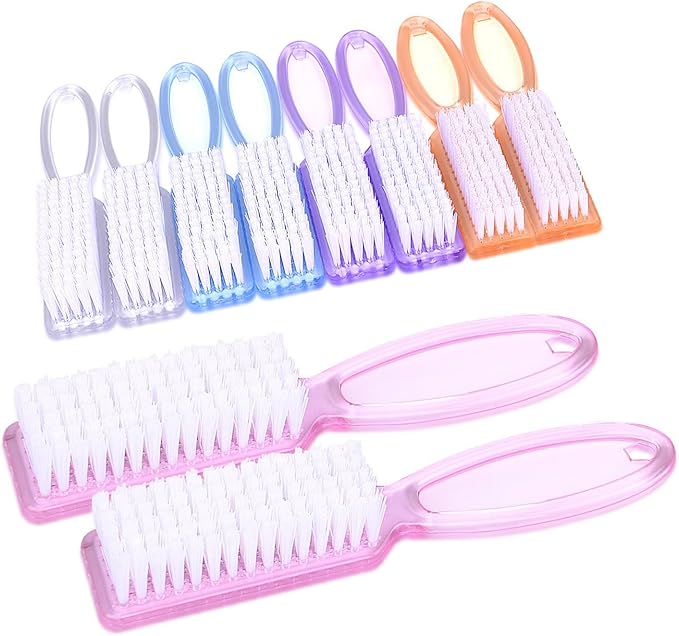Yesker 10 Pcs Handle Nail Scrubber Cleaning Brushes for Fingernails and Toes, Multi-Purpose Cleaning Tools in 5 Colors