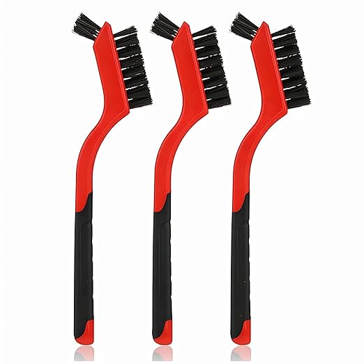 3-Piece Nylon Brush Set, Multi-Purpose Clean Stove Window Track Tile Grout Gap, Wear-Resistant U-Shape Bristles No Shedding, Easy Grip Handle, Homemakers Essential Cleaning Tool Kit