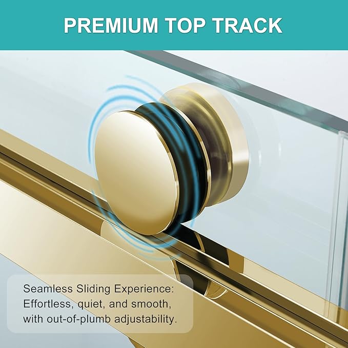 Milano Double Sliding Shower Door, 60 in.W x 74 in.H Framed Shower Door 5/16"(8mm) Clear Tempered Glass, 18 inch Pull Handle, Stainless Steel Hardware, Brushed Gold Finished
