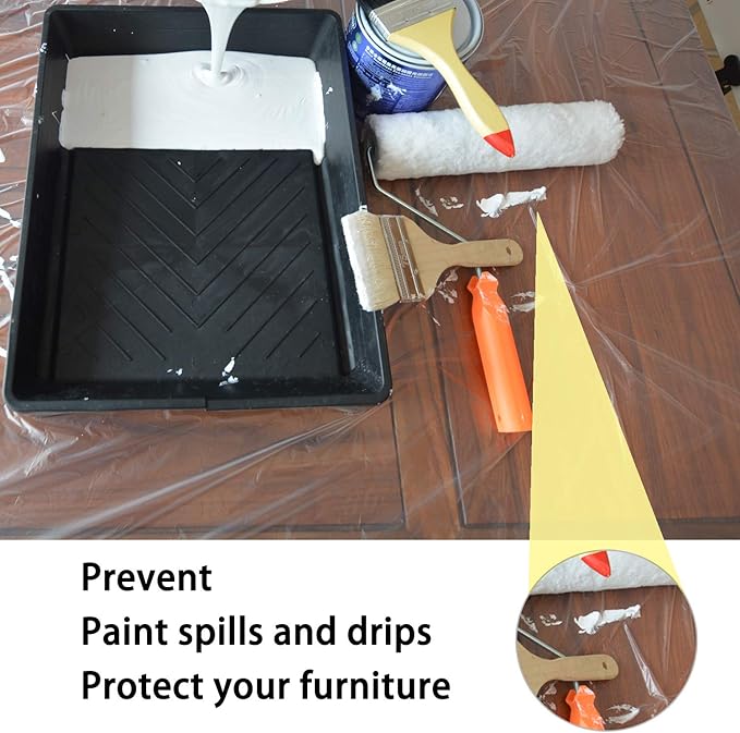 20 Piece Painter Plastic Drop Cloths, Waterproof Anti-dust Furniture Cover, 9x12 Feet Disposable Tarp for Painting and Couch Cover