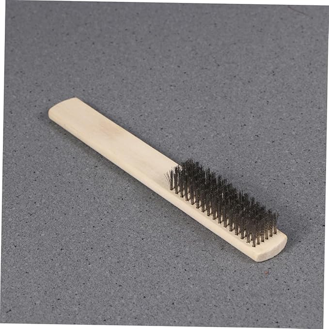 2 Pcs Commercial Scrub Brush Steel Wire for Cleaning Wooden Handle Comfortable Grip Long-Lasting Durability
