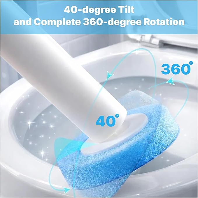 CiLoN 24pcs Disposable Toilet Brush Sponge Head Refills, 5-Layer Pre-Loaded Rich Foam Sponge Replacement. Scrub Heads For Disposal Toilet Brush Wand. Enough for 6 Month (24pcs Refill Heads-Value Pack)