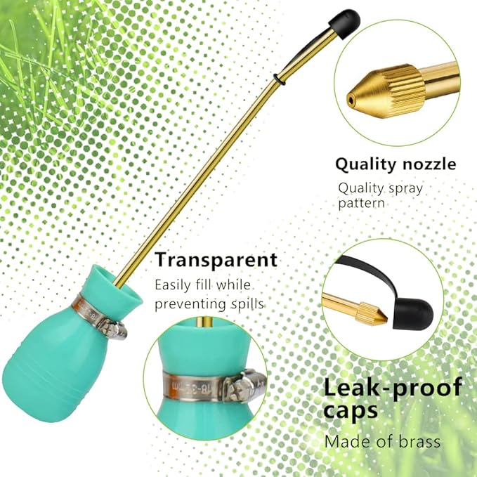Powder Duster, Large Diatomaceous Earth Bulb Duster Applicator with Long Copper Tube Garden Puffer Duster for Multi Purpose Indoor and Outdoor Use (Green)