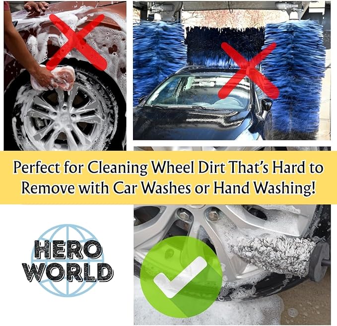 Soft Wheel Cleaning Brush, Metal-Free Wheel Mop Safe for Car Rims (Round/Blue)