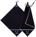 Magnetic Golf Towel for Bag 18" x 18" with Clip Exclusive Cleaning Pocket Microfiber Waffle Ultra Absorbent Club Ball Cleaner Essential Golf Accessories and Gifts for Men Women(Black 1 Pack)