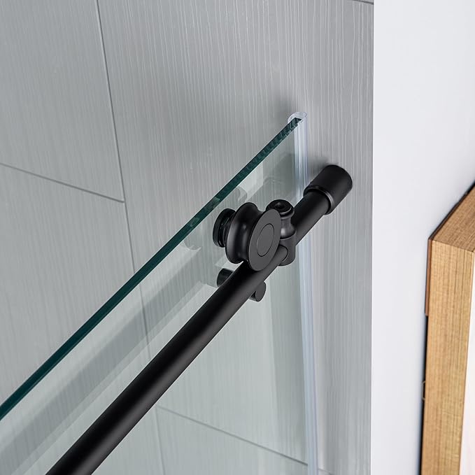 Woodbridge Frameless Bathtub Shower Doors 56-60" Width x 62" Height with 3/8"(10mm) Clear Tempered Glass in Matte Black Finish