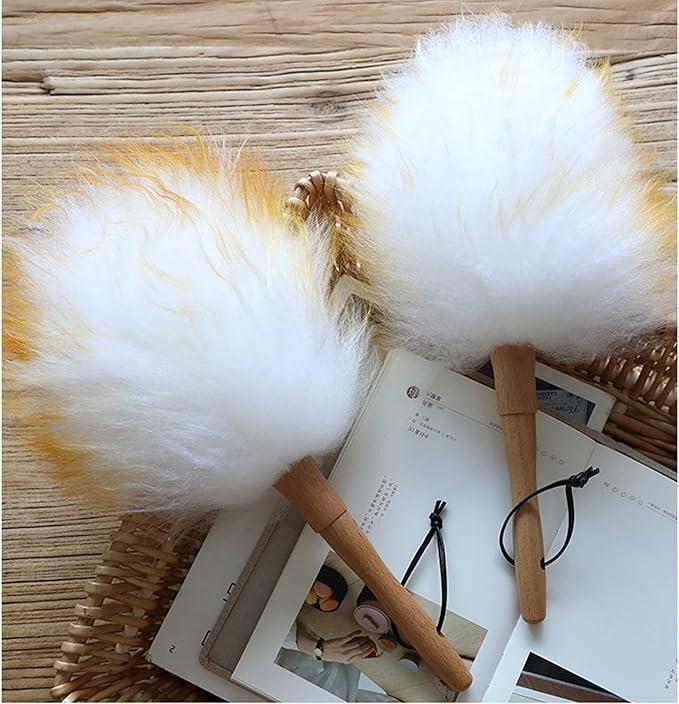 Feather Duster, 13.4-Inch Lambswool Duster, Pure Lambs Wool with Wood Handle