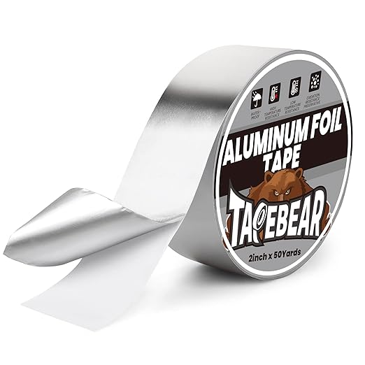 TAPEBEAR Aluminum Foil Tape 2" x 150FT, Professional Heat Reflective Tape Metal Duct Tape Heat Resistant Tape Insulation Heat Shield for Insulation, Dryer Vent, Ductwork, HVAC, Air Ducts, Exhaust Hose