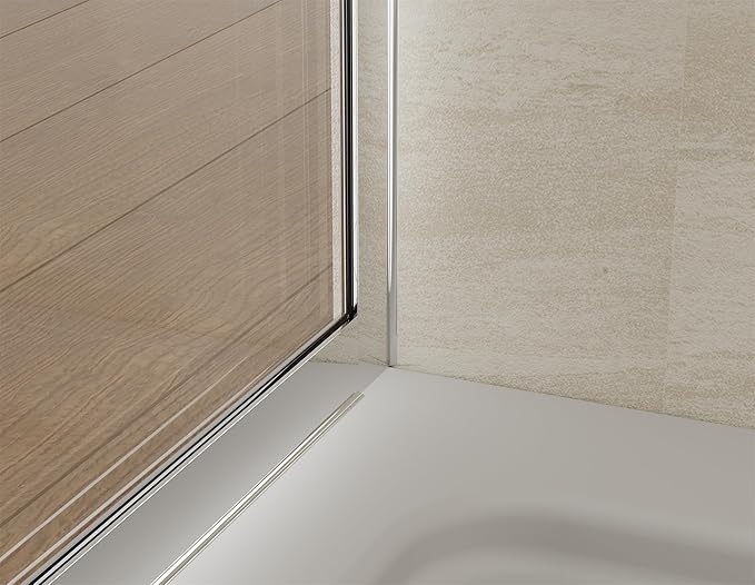 Shower Screen 36" x 76" Half Frameless Shower Wall Panel, Tempered Glass 3/8 inch, Easy to clean Coating, Fixed Glass Shower Door with Hardware (Middle Frosted Glass-Chrome)