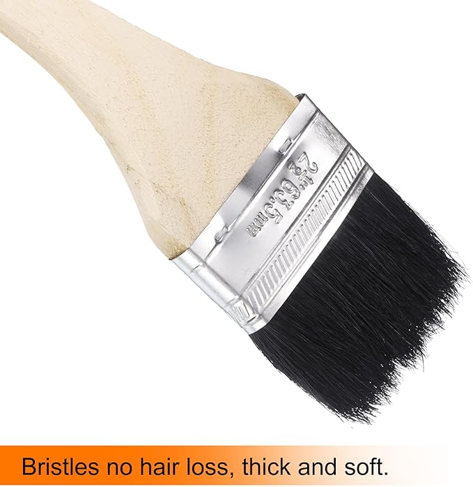 uxcell 2pcs Bent Radiator Paint Brush 2.5" Width Curved Wall Paint Soft Bristle Brushes with Long Wood Handle for Painting DIY Wall Treatment