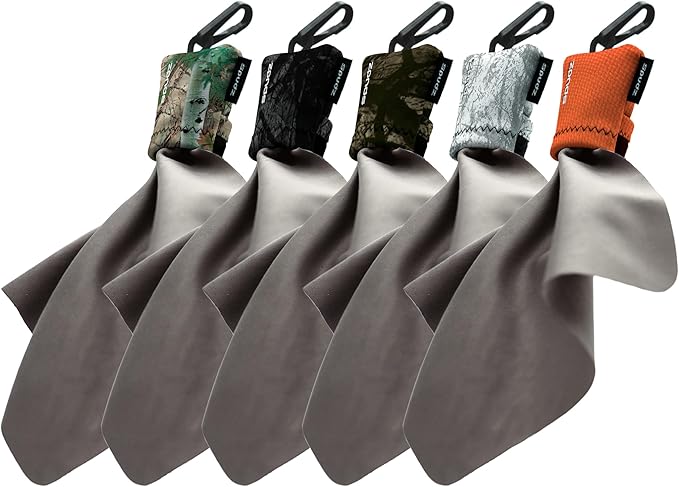 SPUDZ Ultra Variety Pack | Five 6" x 6" Microfiber Towels w/Neoprene Pouches | Premium Microfiber Cleaning Cloths for Laptops, Lenses, Cameras, Screens, and More | 5 Color Variety Pack (Outdoor)