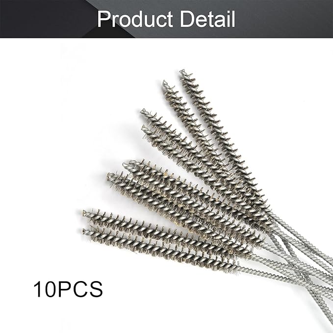 Utoolmart 0.4-inch Diameter 12-inch Length Stainless Steel Wire Spiral Power Brushes - 10pcs