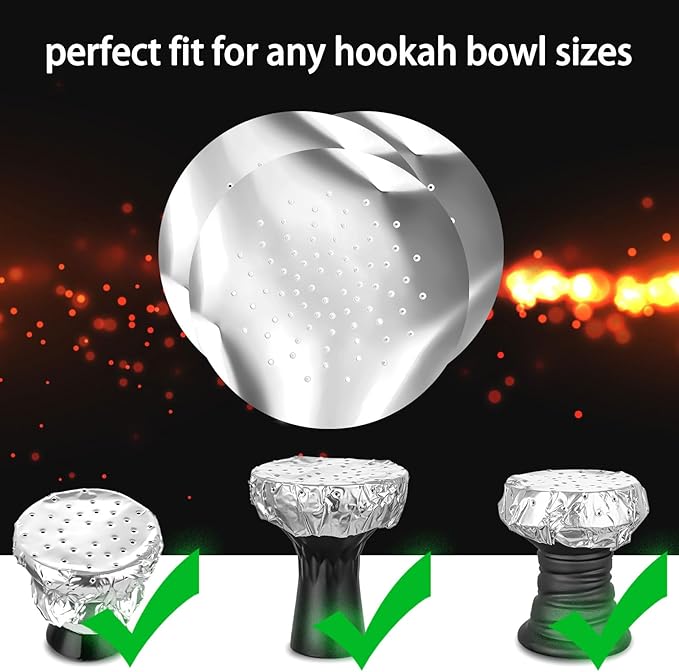 100 PCS Hookah Foil Pre Punched Shisha Aluminum Foil for Bowl Cover Screen Easy to Pull and Replace 5.5 Inches 0.03mm