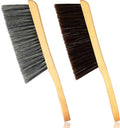 Patelai 2 Pieces Wooden Bench Brushes Fireplace Brush Natural Fiber Bench Soft Bristles Long Wood Handle Dust for Hearth Tidy Car Home Workshop Woodworking(Gray, Brown)