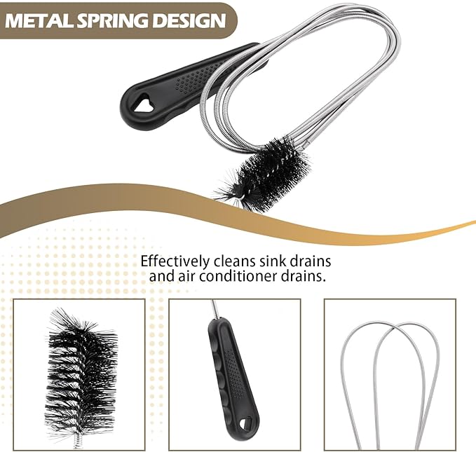 Flexible Long Sink Drainage Tool, AC Drain Cleaning Tool, Removal of AC blockages, Sink Blockage Remover, Cleaning Brush, 48 inches