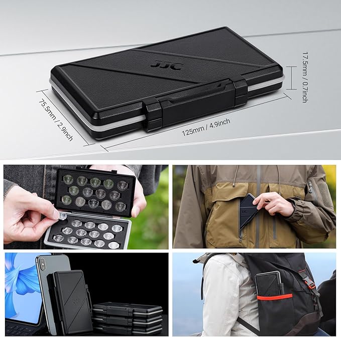 JJC CR1632/CR1620/CR1616 Battery Storage Case, Moisture-proof & Anti-shock & Anti-dust, Soft Foam Lining, Ergonomic Locking System, Compact & Lightweight