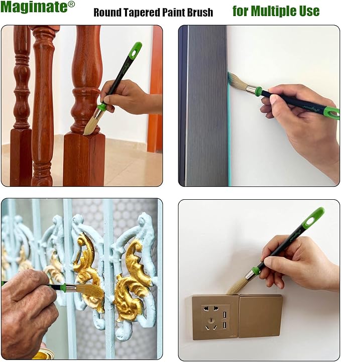 Small Paint Brushes for Touch Ups, Trim Stain Brushes for Sash, Baseboards, House Wall Corners and Art Application, Multi-Pack of 2 Sizes: 0.6-inch (15mm) and 1-inch(25mm)