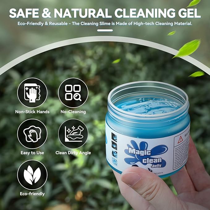 Auto Dynasty Car Cleaning Gel, 2024 Universal Auto Detailing Tools Car Interior Air Vent Dust Cleaner Slime Putty Jelly for Printers, Camera, Calculator, Keyboard (Blue)