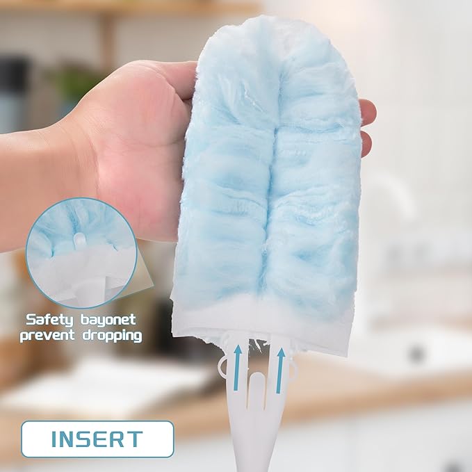 30 Count Duster Refills Kit for Swiffe Duster,360° Heavy Duty Duster Refills, Disposable Microfiber Duster for Cleaning Home (30 Count Refills+1Handle)