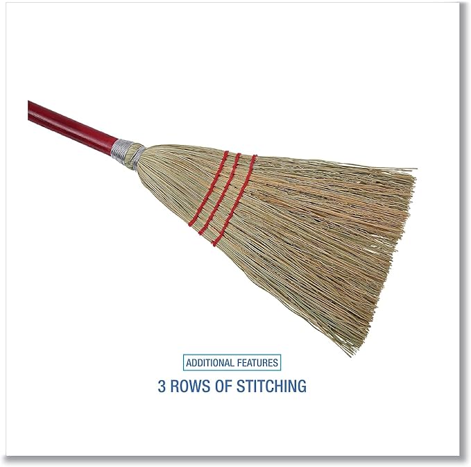 Boardwalk 951TCT Lobby/Toy Broom, Corn Fiber Bristles, 39-Inch Wood Handle, Red/Yellow, 12/Carton
