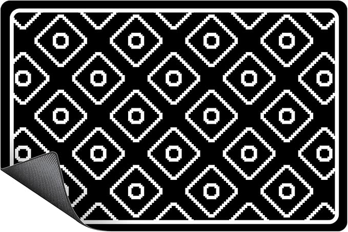 SUEH DESIGN Dish Drying Mat, Absorbent Coffee Mat 23.6 x 15.7 in Quick Dry Drying Mats Large Coffee Mat for Coffee Bar Kitchen Countertop, Black