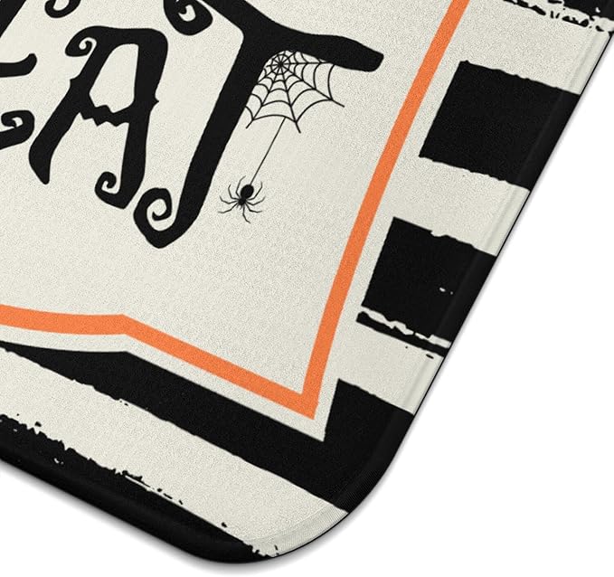 Halloween Dish Drying Mat for Kitchen Counter, Halloween Trick or Treat Microfiber Drying Mat,Distressed Black and White Background Washable Absorbent Countertop Holiday Dish Mat Drain Mat,16x18 Inch