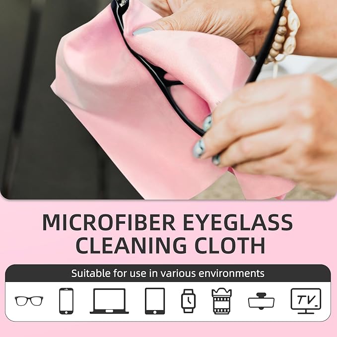 Suede Eyeglass Cloth 15.8 X 15.8 Inches Extra Large Cleaning Cloth Washable, Durable, Ultra-Fine High-Tech Quality Material for Eyeglasses, Lenses, Electronics and Screens, Car Mirrors Pink