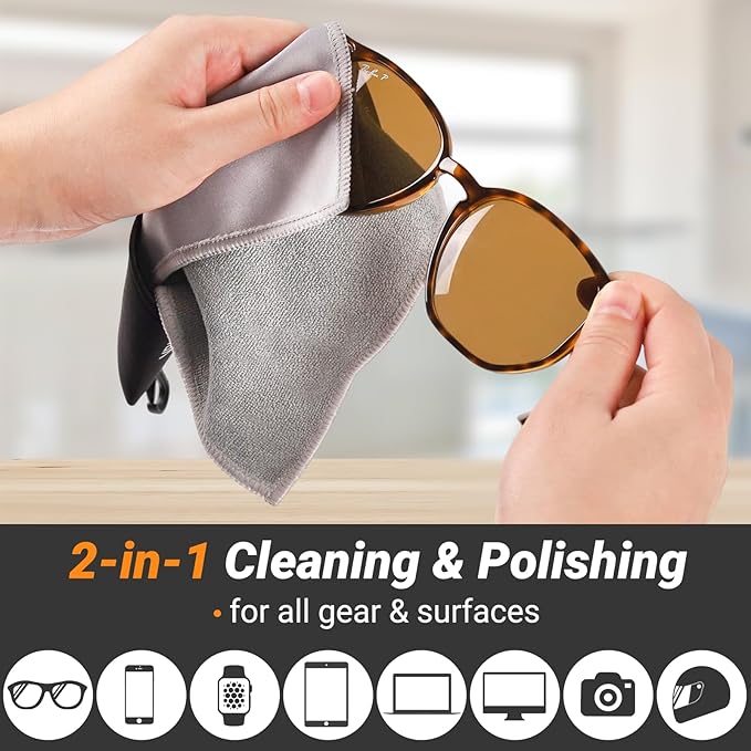 2 Sided Portable Glasses Cleaner, Patriotic Glasses Cloth Keychain,Reusable Microfiber Lens Eyeglasses Cleaning Cloth Pouch for Sunglasses Lens Camera Phone Screens