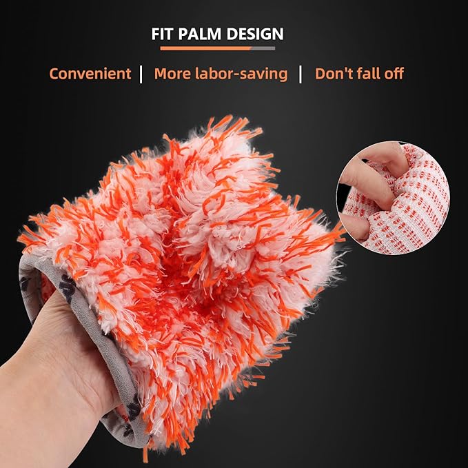 SPTA Microfiber Car Wash Mitt for Small Area, 5Pcs Ultra Absorbent Car Wash Gloves, Plush Fiber Cloth Material, Safe Washing with Any Soap, Bucket, Foam Gun, Foam Cannon, 6.5Inch x 5.5Inch Size