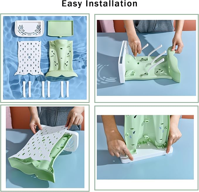 PandaEar Baby Bottle Drying Rack, Countertop Vertical Rack Detachable Travel Bottle Rack, Space Saving Standing Drying Rack for Baby Accessories Green
