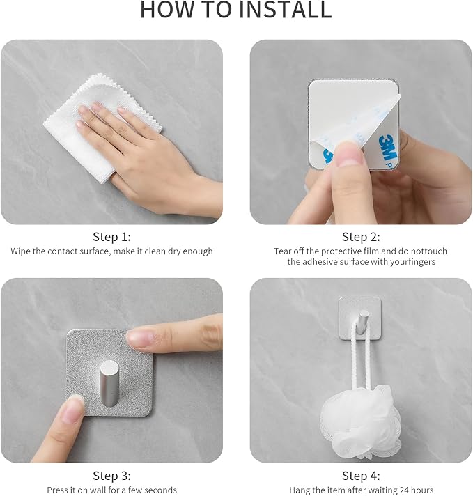 Paoli Heavy Duty Self Adhesive Hooks - Sturdy self Adhesive Hooks for Home, School and Office Easy to fit and Remove(4PC)