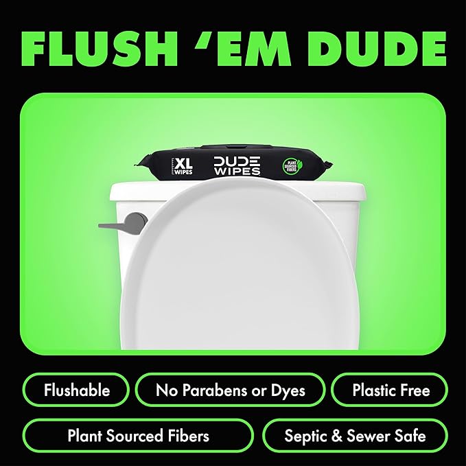 DUDE Wipes - Flushable Wipes - 3 Pack, 144 Count - Herbal Relief Extra-Large - With Hazel & Geranium Essential Oils - Septic and Sewer Safe