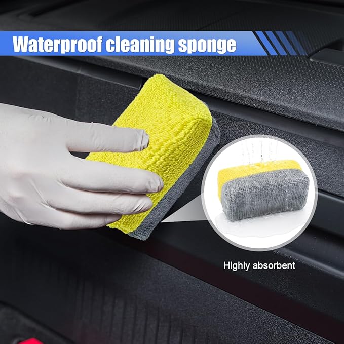12PCS Ceramic Coating Applicator Sponge, Microfiber Rectangular Auto Polishing Cleaning Pads, Universal Automotive Detailing Sponge for Car Wax, Paint, Sealant Application (Yellow)