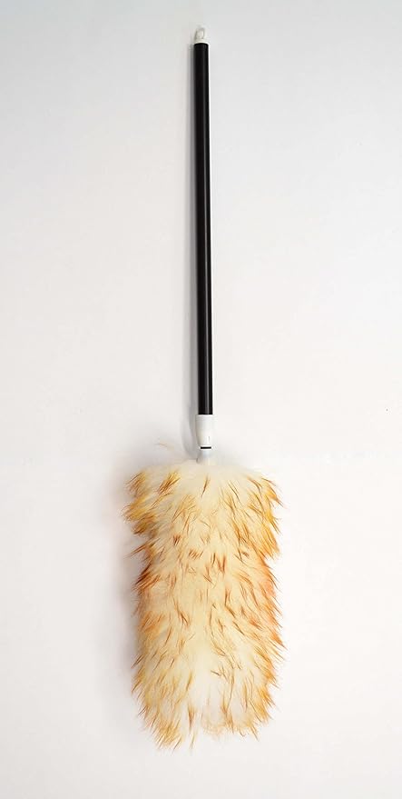 Surell Duster - Lambswool Feather Duster with Extendable 30" Handle - Anti Static Shearling Duster Head for Cleaning Cars, Ceiling Fans, Furniture, Blinds - Perfect Housewarming Gift